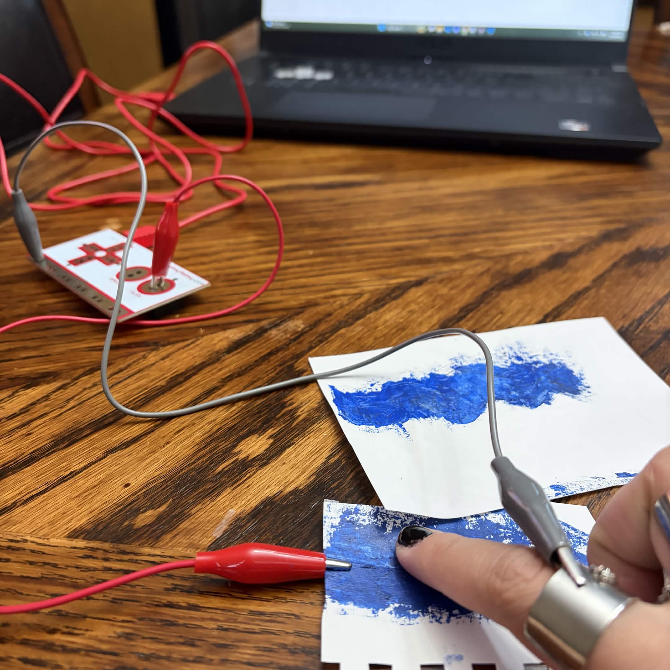Experimenting with homemade graphite paint as an input. Unfortunately it wouldn't last in the long
                term, since the graphite would mold with the paint.