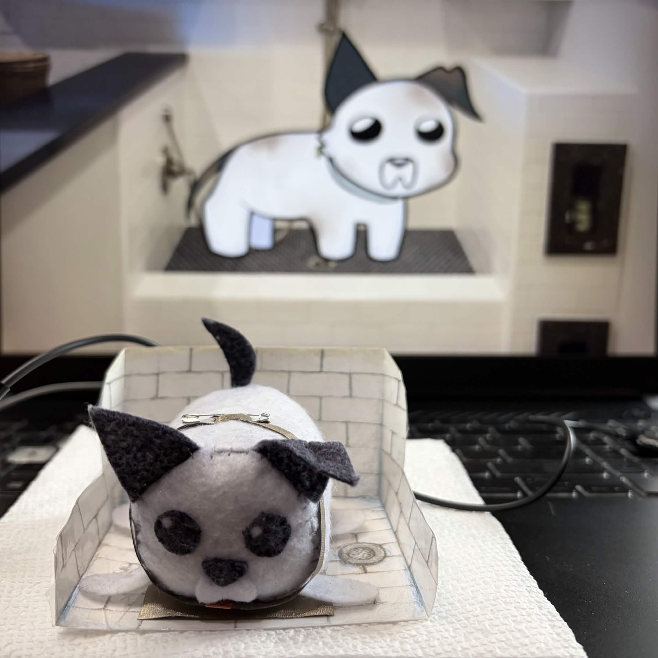 Lilith's Dog Washing Simulator<br>
              The physical interaction of cleaning the dog mimics what will be shown on screen to show progress then completion.
              This is to relate to users who don't have a pet dog or do have a pet dog.