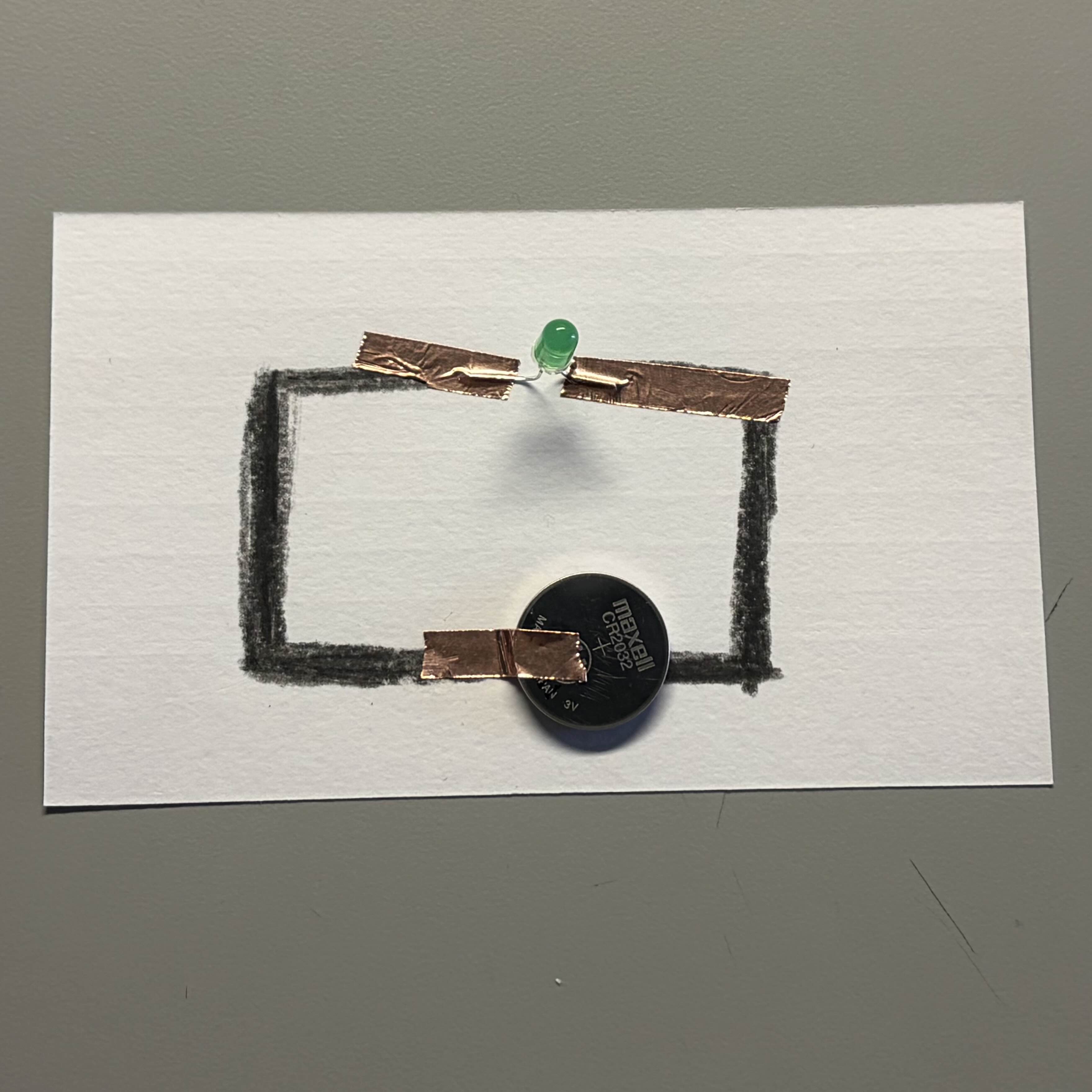 Trying to see if graphite is conductive. It didn't really work out even when I added copper tape