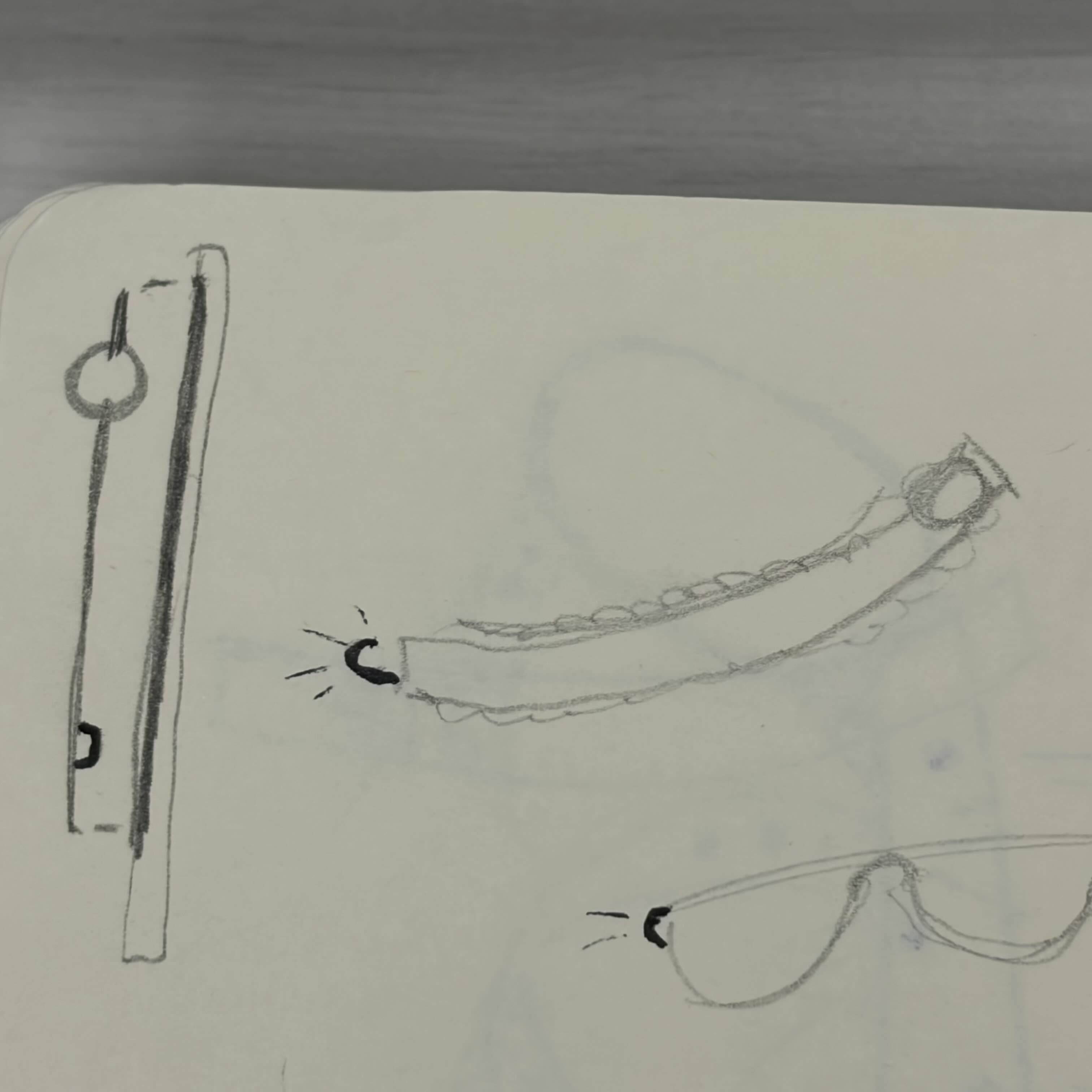 Brainstorming on the circuitry of the glasses. The circuit can be hidden with fabric.
                I ideated that the ground can be attached via magnet.