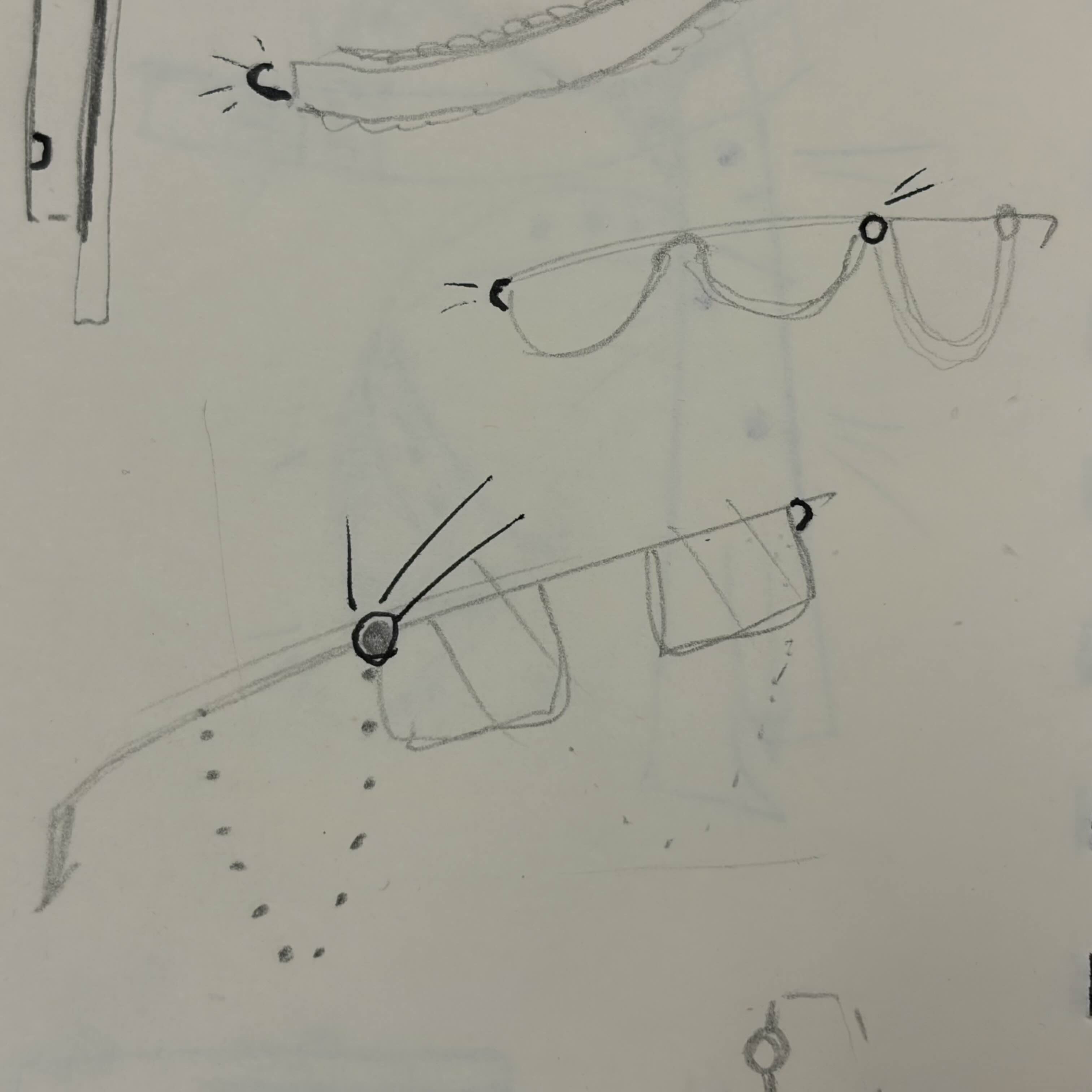 Rough sketches of the idea of light-up glasses.
