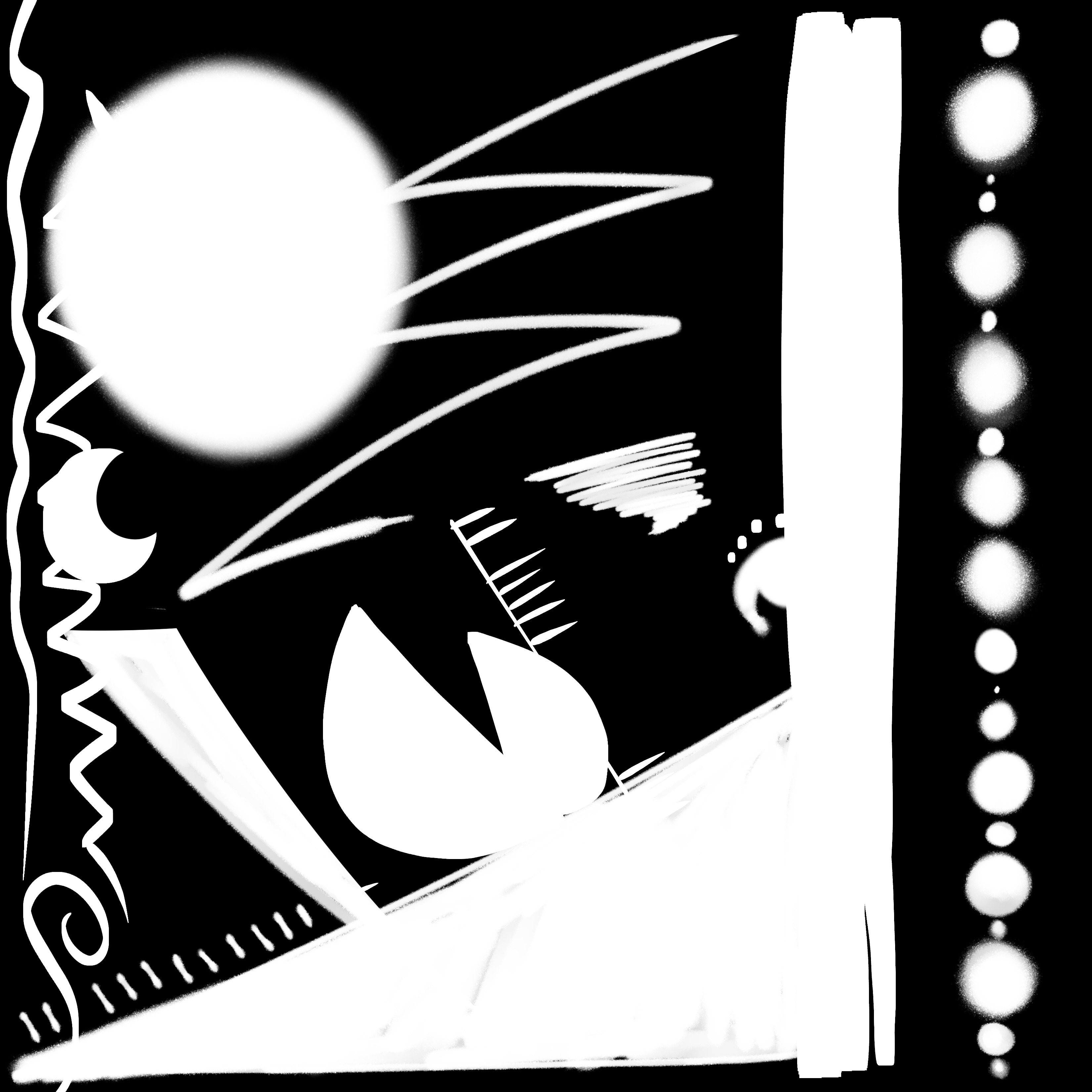 I put my finished abstract portrait in black and white to see how it would look in its form
                as a silhouette. Here I was pondering on what could be grouped together for my p5js.