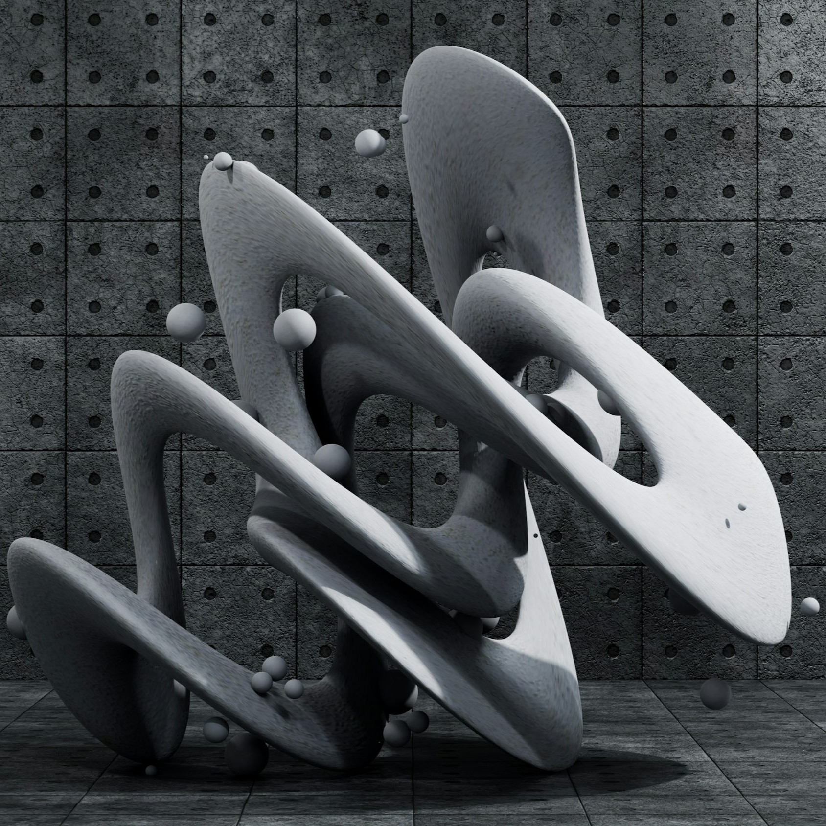 A reference image of an organic 3D model in relation to abstract portraits.